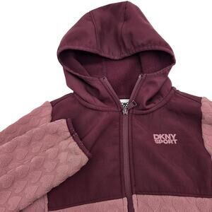 DKNY Sport Designer Fleece Heart Zip Front Jacket Girls Size 7-8